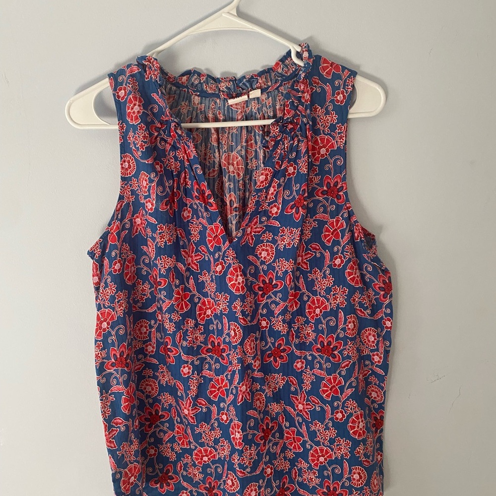 GAP Red and Blue Sleeveless Blouse